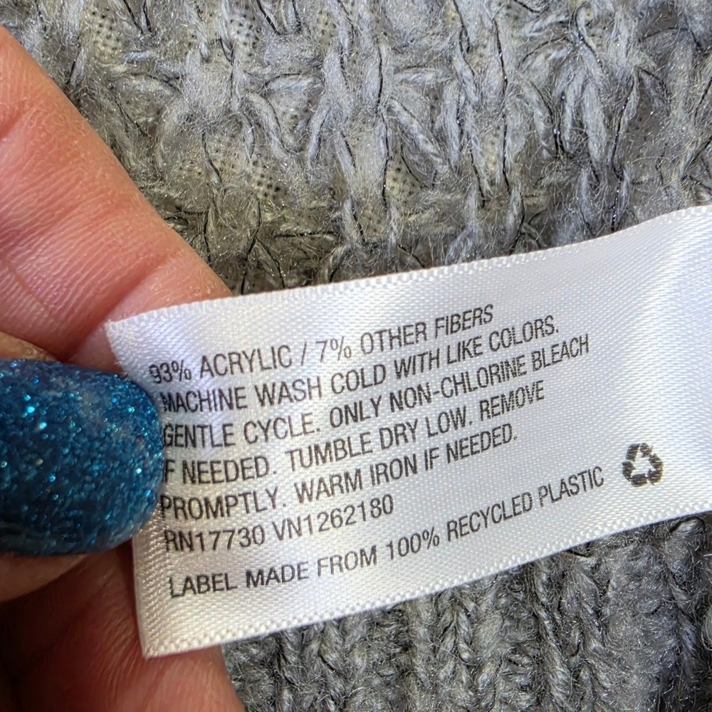 Mossimo Supply Co Gray Open Front Textured Knit Cardigan Sweater Womens Medium - Picture 10 of 12